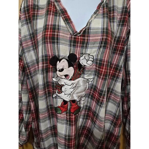 Vintage Mickey Inc Plaid Long Sleeve Tunic With Embroidered Mickey Mouse Design - Picture 3 of 9